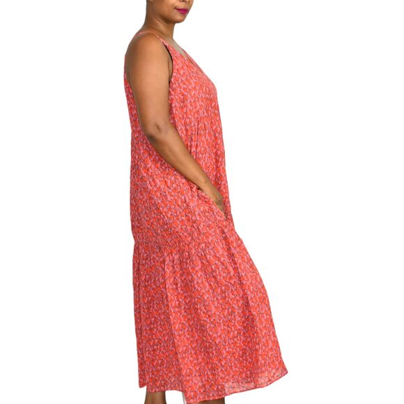 Joie Bondi Midi Dress Pink Tiered Cotton Sundress Loose Fit Straps Size Large - Picture 6 of 16